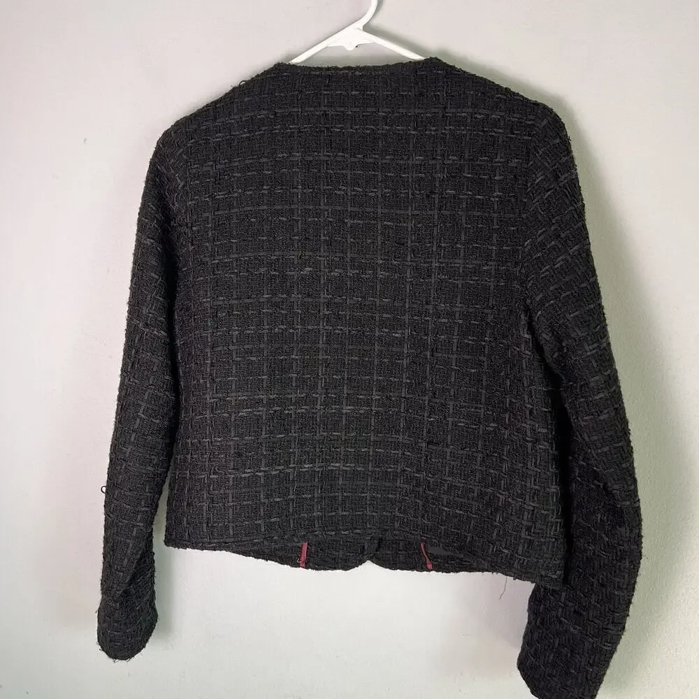 Pink Martini Women's Black Tweed Blazer Sz XS Preppy Capsule Contemporary Spring